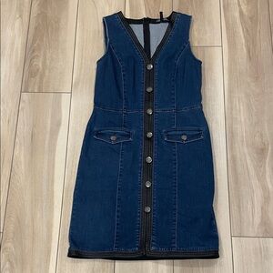 White House black market Denim Sleeveless Dress with Button Detail